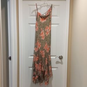 Asymmetrical floral silk dress, size S